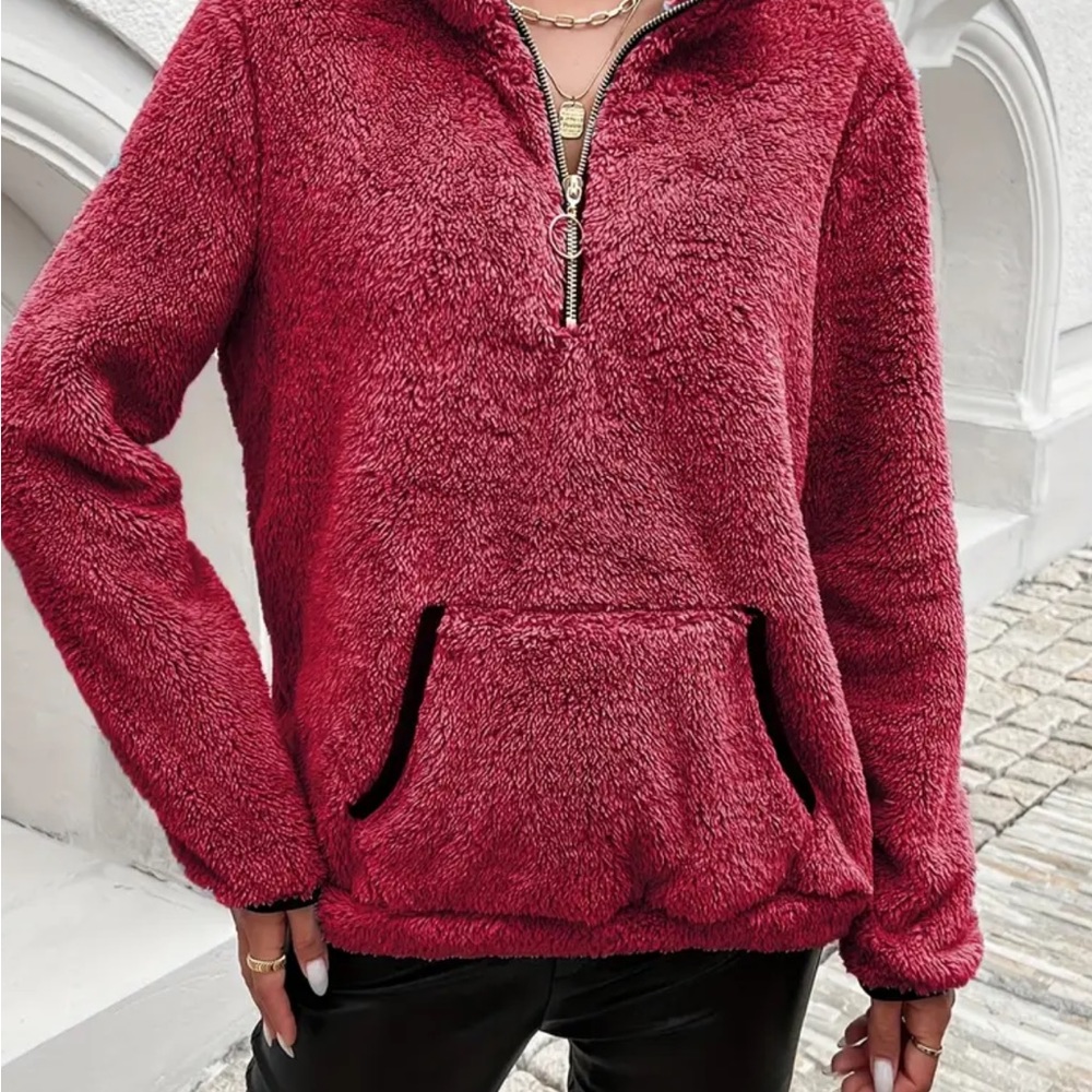 Cozy Red Turtleneck Sweater with Soft Texture